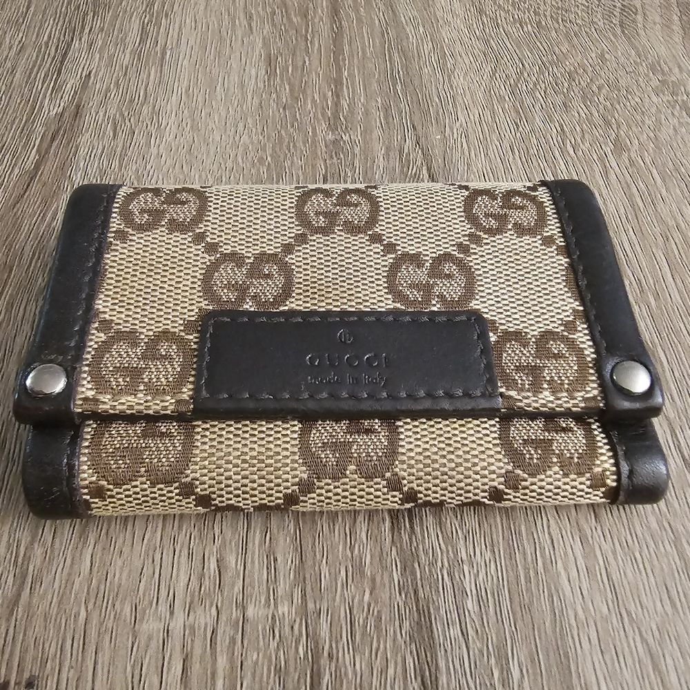 GUCCI GG Logo Canvas Leather 6 Ring Key Case